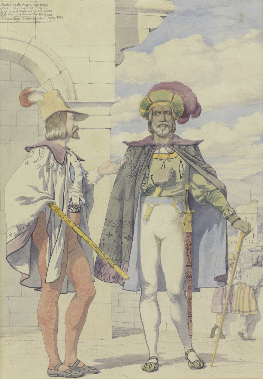 Szkic ilustrujący zazdrość, 1853 (pióro, atrament, toaleta i grafit na papierze) autorstwa Richard Dadd