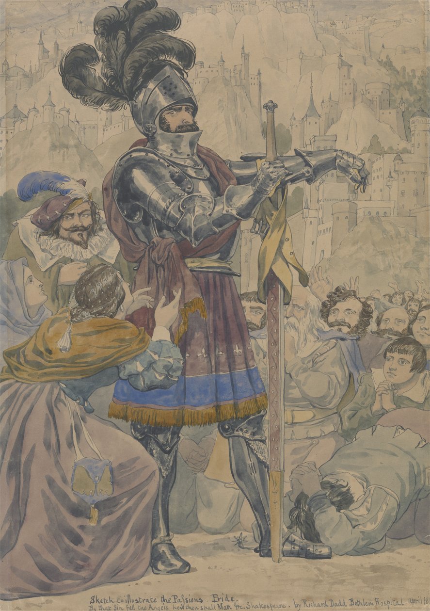 Szkic do zilustrowania namiętności: Duma, ok.1853-55 (wc, długopis i grafit na papierze) autorstwa Richard Dadd