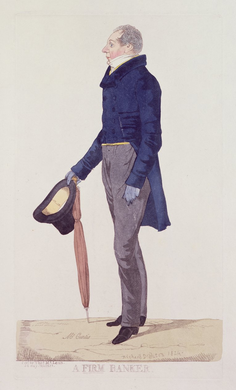 Firmowy bankier, 1824 (kolorowa akwaforta) autorstwa Richard Dighton