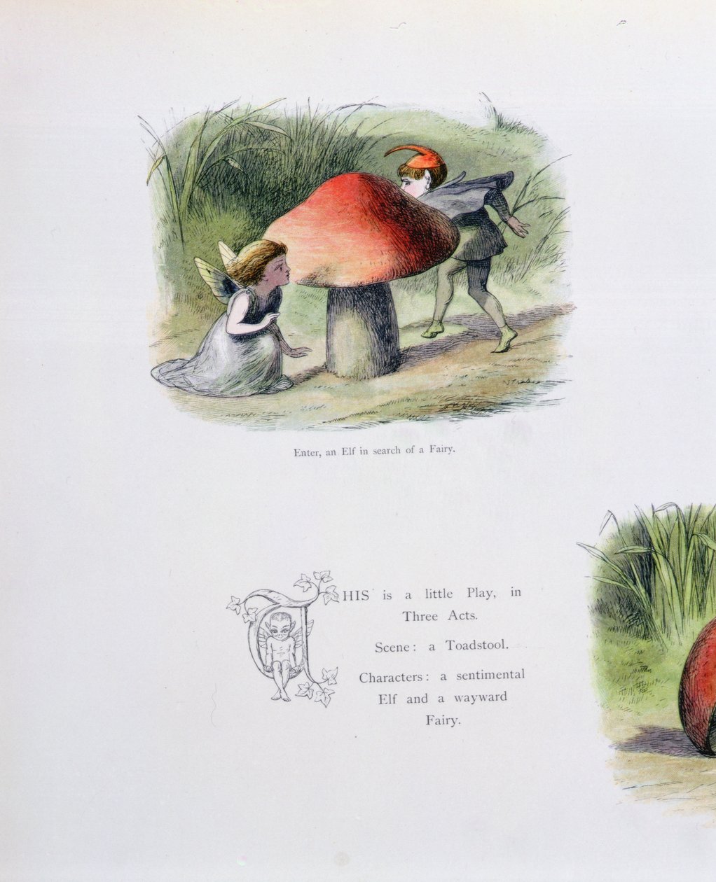 Elf w poszukiwaniu wróżki, ilustracja z „W krainie baśni: seria obrazków ze świata elfów” Williama Allinghama i Andrew Langa autorstwa Richard Doyle