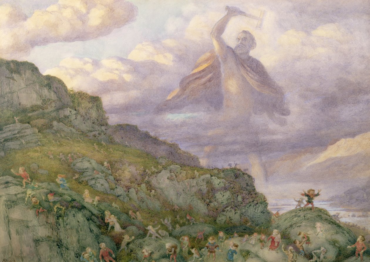 Bóg Thor ścigający krasnoludy, 1878 autorstwa Richard Doyle