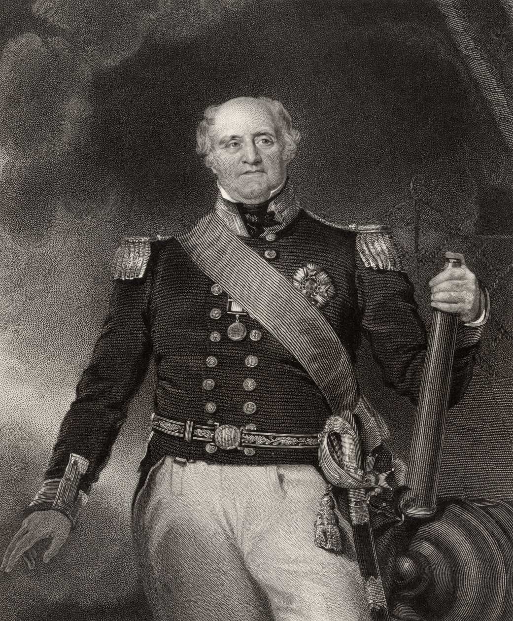 Sir Thomas Masterman Hardy, grawerowane przez H. Robinsona, z „Narodowej Galerii Portretów, tom V”, wydanej ok. 1835 r. autorstwa Richard Evans