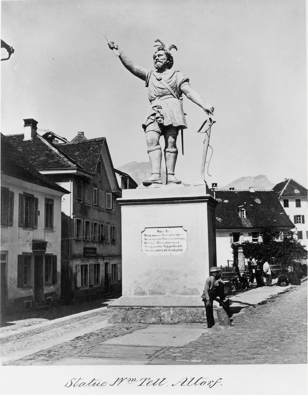 Posąg Wilhelma Tella, c.1860-90 (druk albumowy) autorstwa Richard Kissling