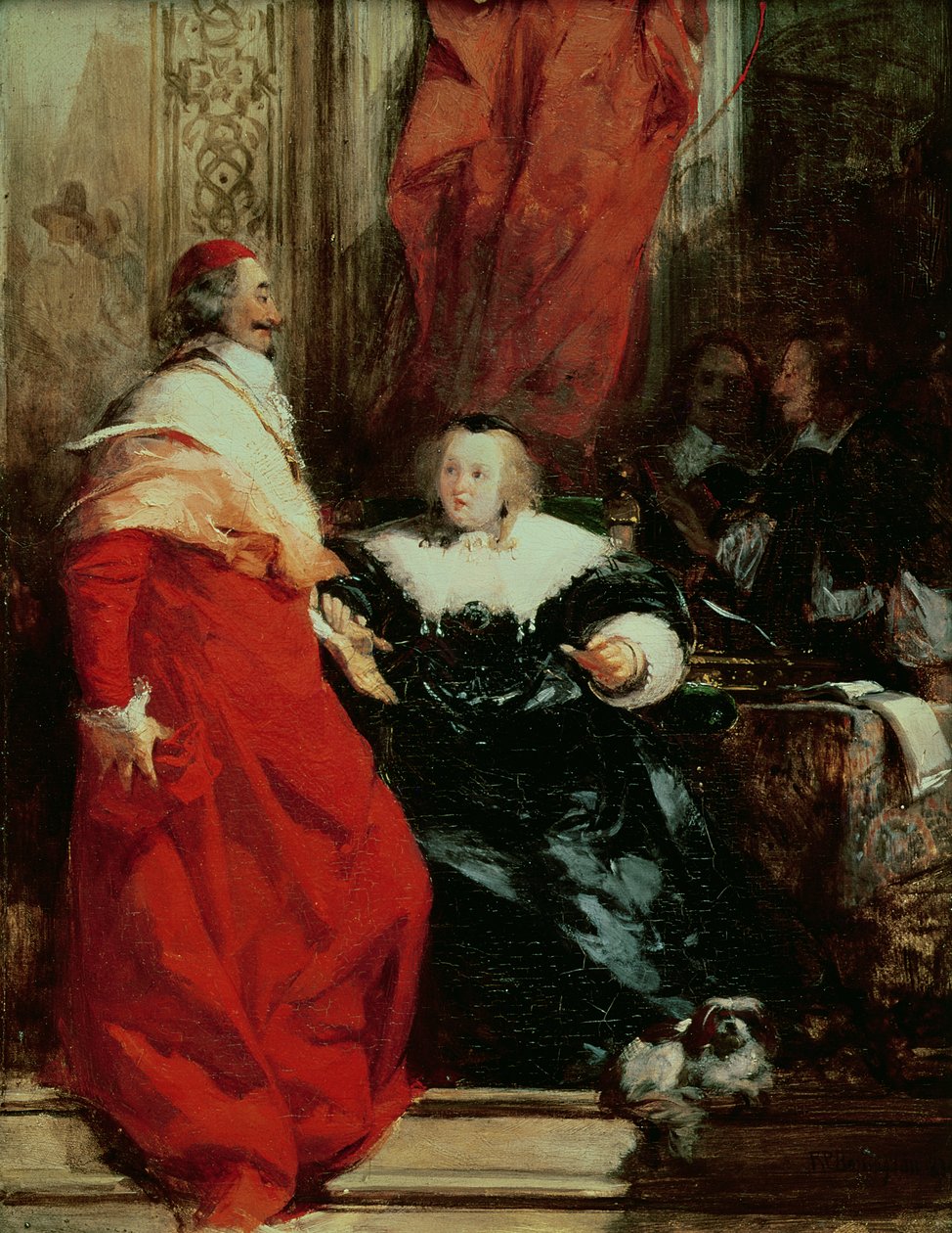 Anna Austriaczka (1601-66) z kardynałem Mazarin (1602-61) (olej) autorstwa Richard Parkes Bonington