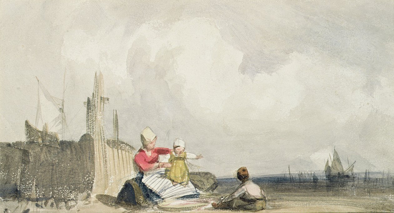 Rybacy na plaży autorstwa Richard Parkes Bonington