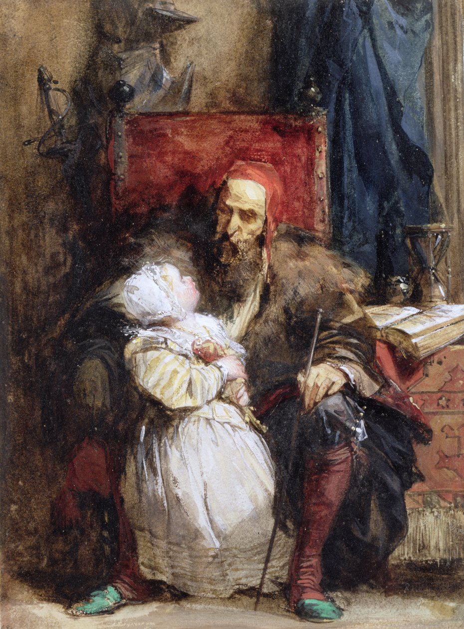 Starzec i dziecko, ok. 1827 (wc na papierze) autorstwa Richard Parkes Bonington