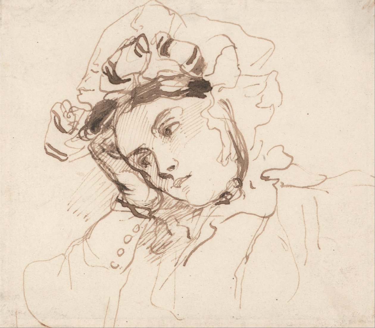 Studium kobiety z głową na dłoni autorstwa Richard Parkes Bonington