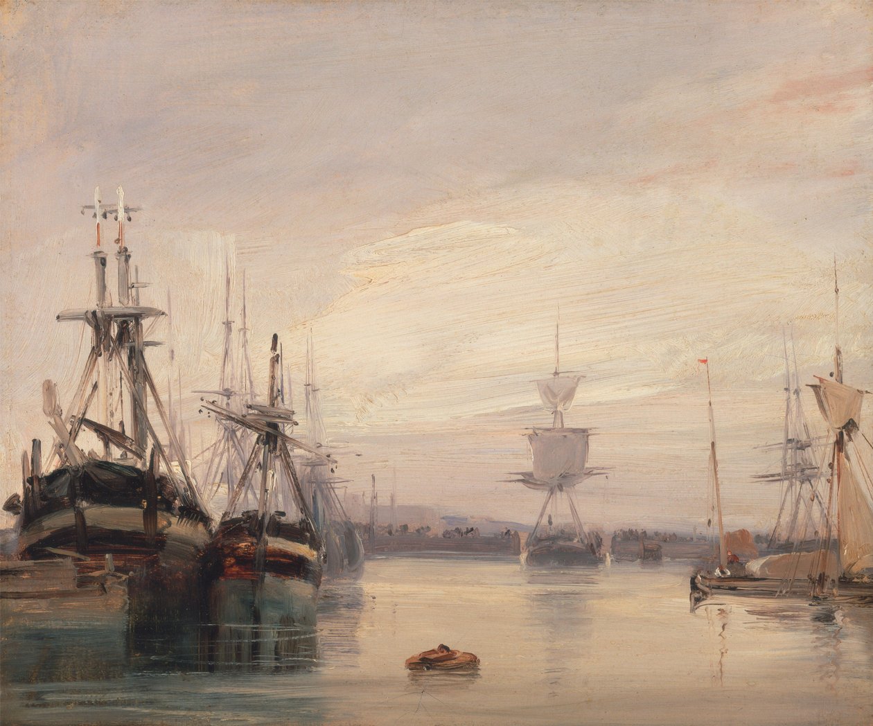 Francuska scena portowa (olej na tartaku) autorstwa Richard Parkes circle of Bonington