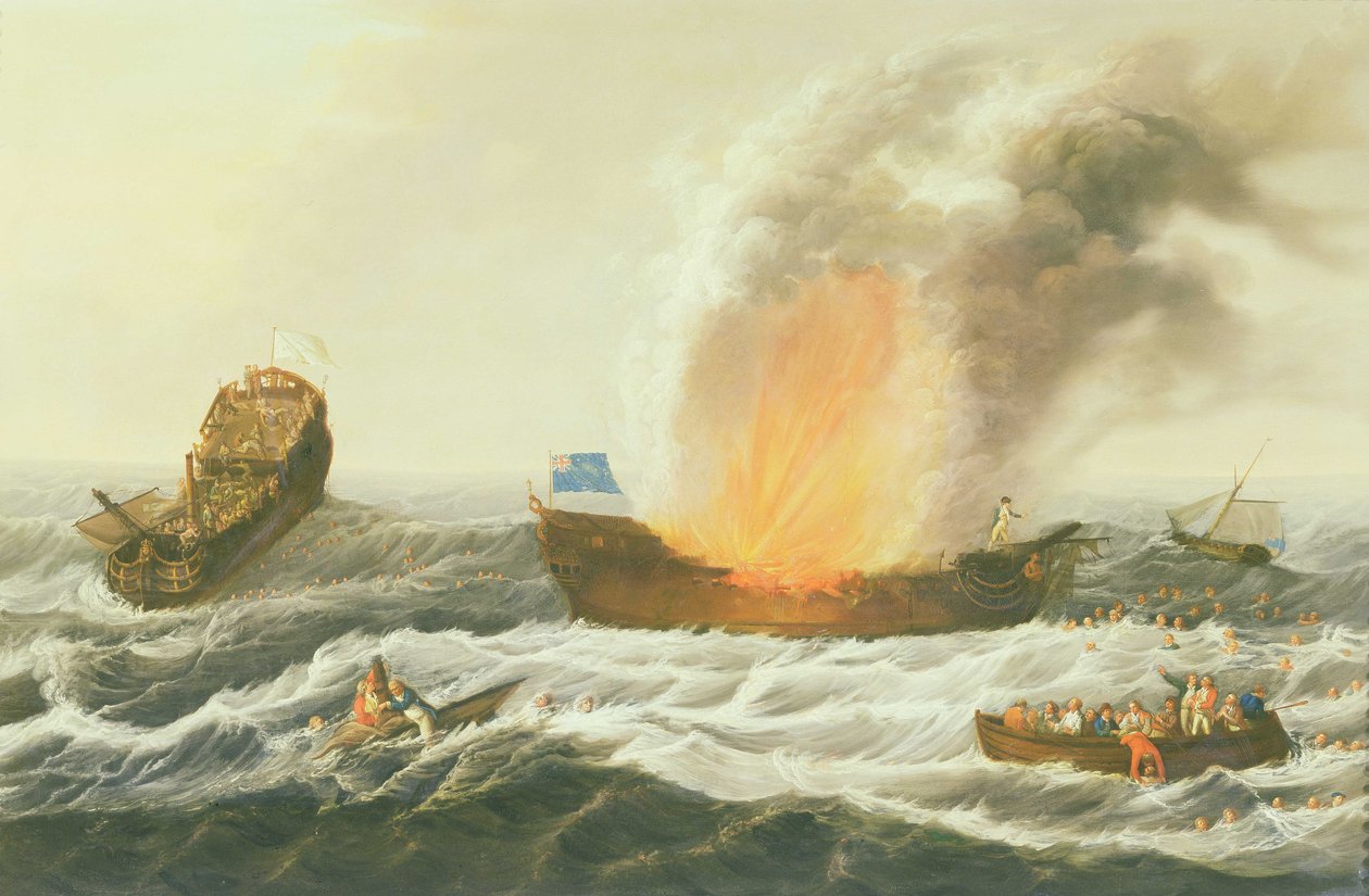 Morskie starcie między Quebec i Surveillante, c.1779 autorstwa Richard Paton