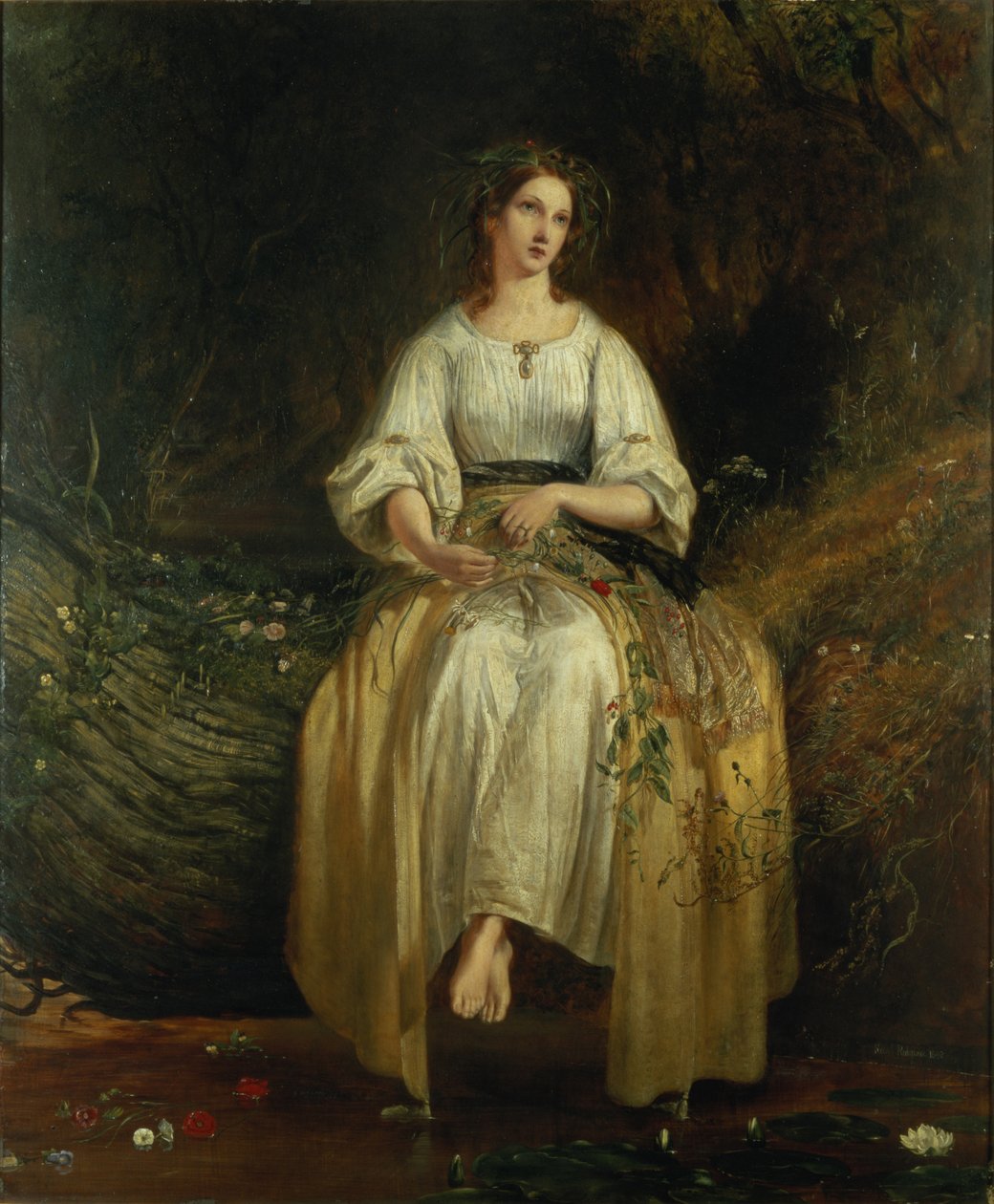 Ofelia tkająca swoje girlandy, 1842 autorstwa Richard Redgrave