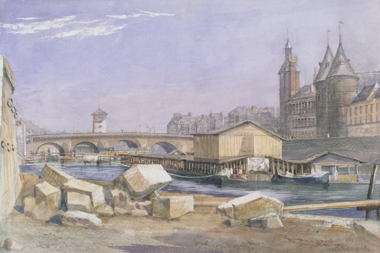 Pont au Change i Conciergerie, Paryż, 1837 autorstwa Richard Redgrave