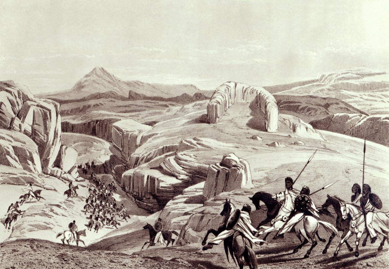 Płaskowyż Wadela (Abisyńscy Jeźdźcy), ryty przez J. Fergusona (litografia) autorstwa Richard Rivington Holmes