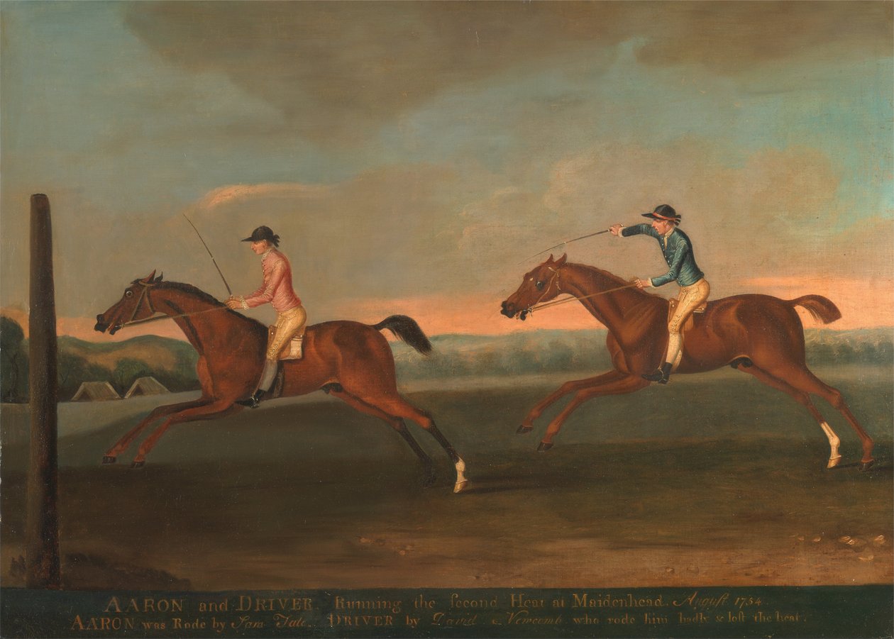 Mecz pomiędzy Aaronem i Driverem w Maidenhead, sierpień 1754 - Aaron wygrywa drugą gonitwę, ok. 1754 autorstwa Richard Roper