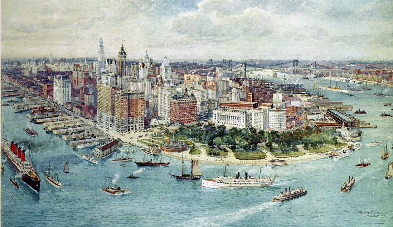 Dolny Manhattan z lotu ptaka, 1911 autorstwa Richard Rummell