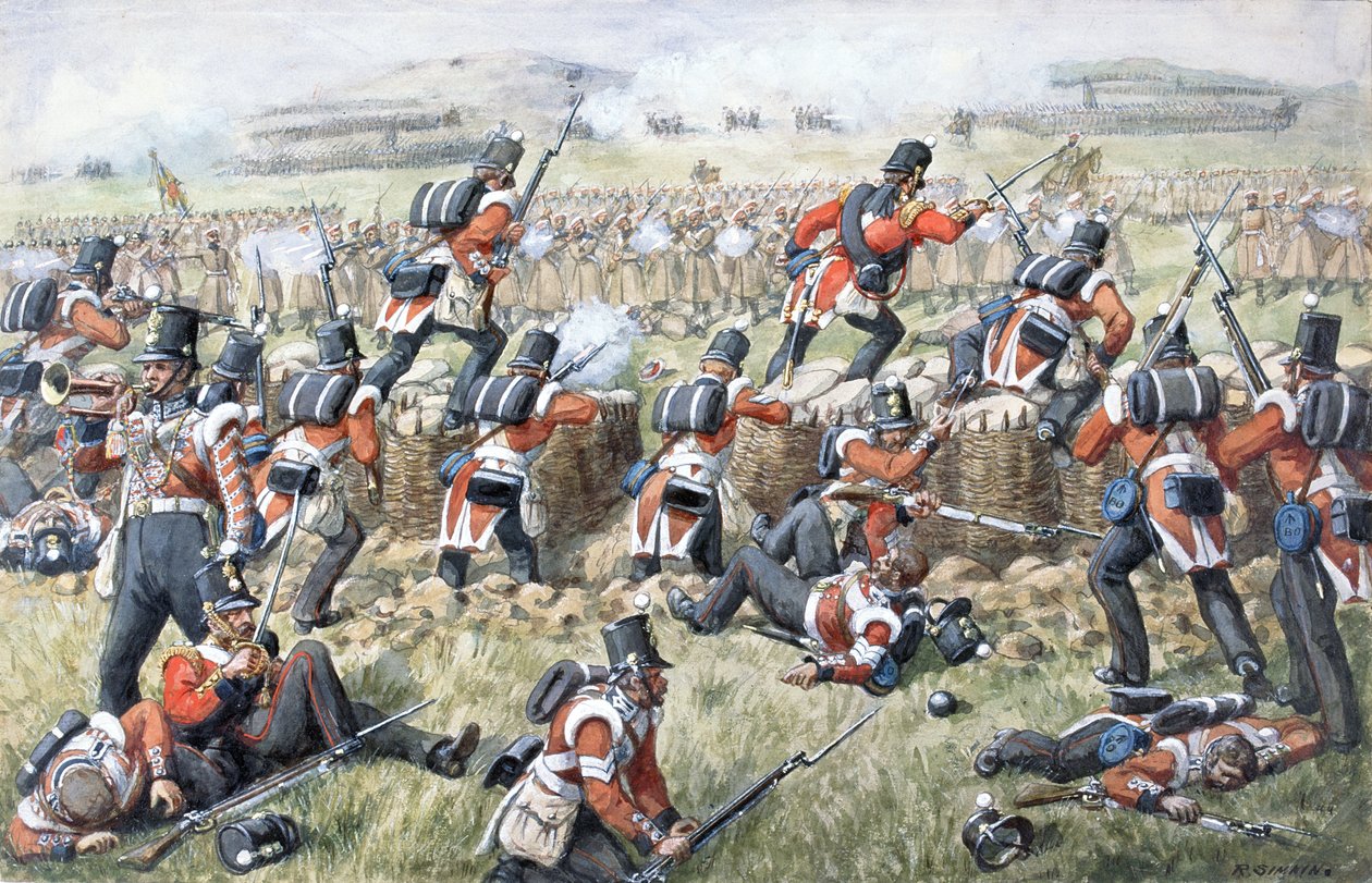 23 Pułk Królewskich Fizylierów Walijskich w bitwie o Almę 20 września 1854 r. autorstwa Richard Simkin