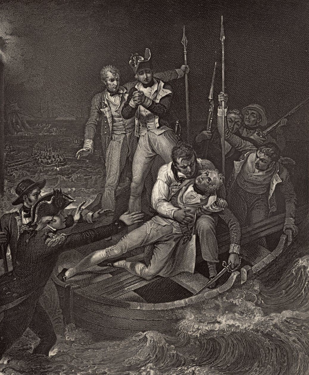 Nelson ranny na Teneryfie w 1787 roku, ilustracja z 