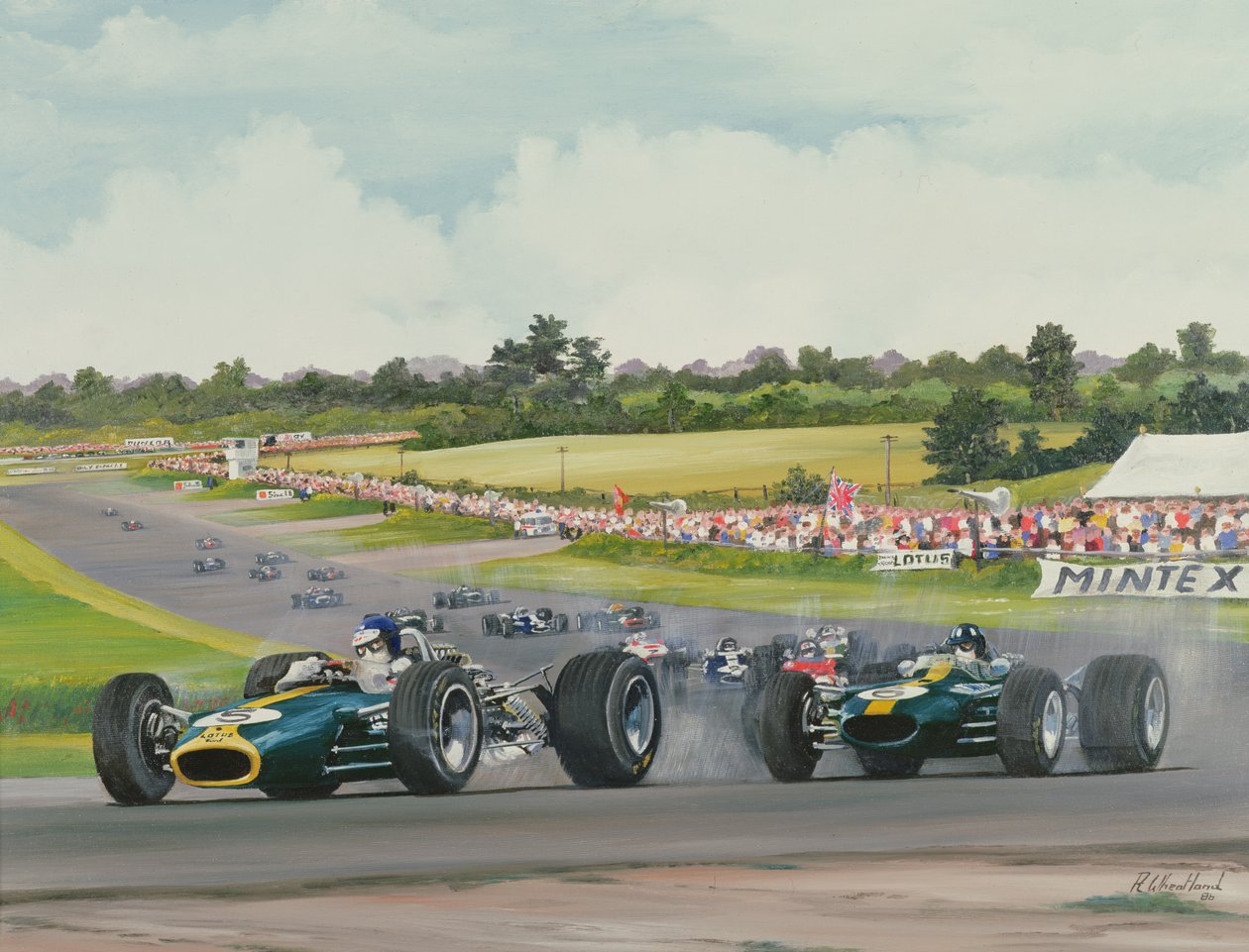Pierwsze okrążenie – 1967, Grand Prix Wielkiej Brytanii na Silverstone, 1986 autorstwa Richard Wheatland