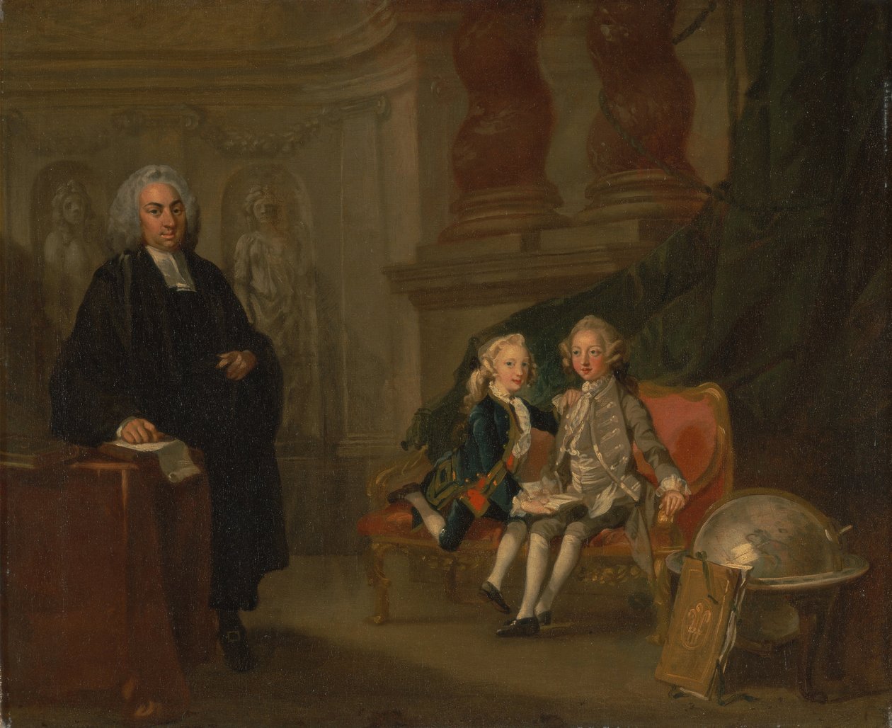 Książę Jerzy i książę Edward August, synowie Fryderyka, księcia Walii, ze swoim nauczycielem dr F... autorstwa Richard Wilson