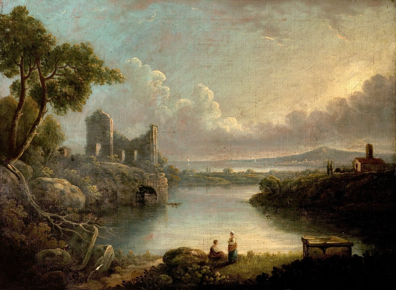Scena rzeczna z morzem i klasycznymi ruinami autorstwa Richard Wilson