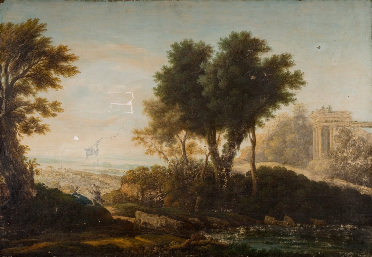 Jezioro Nemi lub Speculum Dianae z zamkiem Dolbadarn autorstwa Richard Wilson