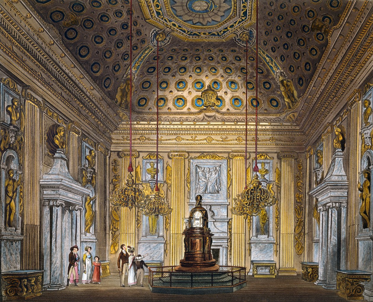 Pokój z kopułą, Grawer Thomas Sutherland (1785-1838), według projektu Richarda Cattermole (1795-1858), Z historii rezydencji królewskich autorstwa Richard (after) Cattermole