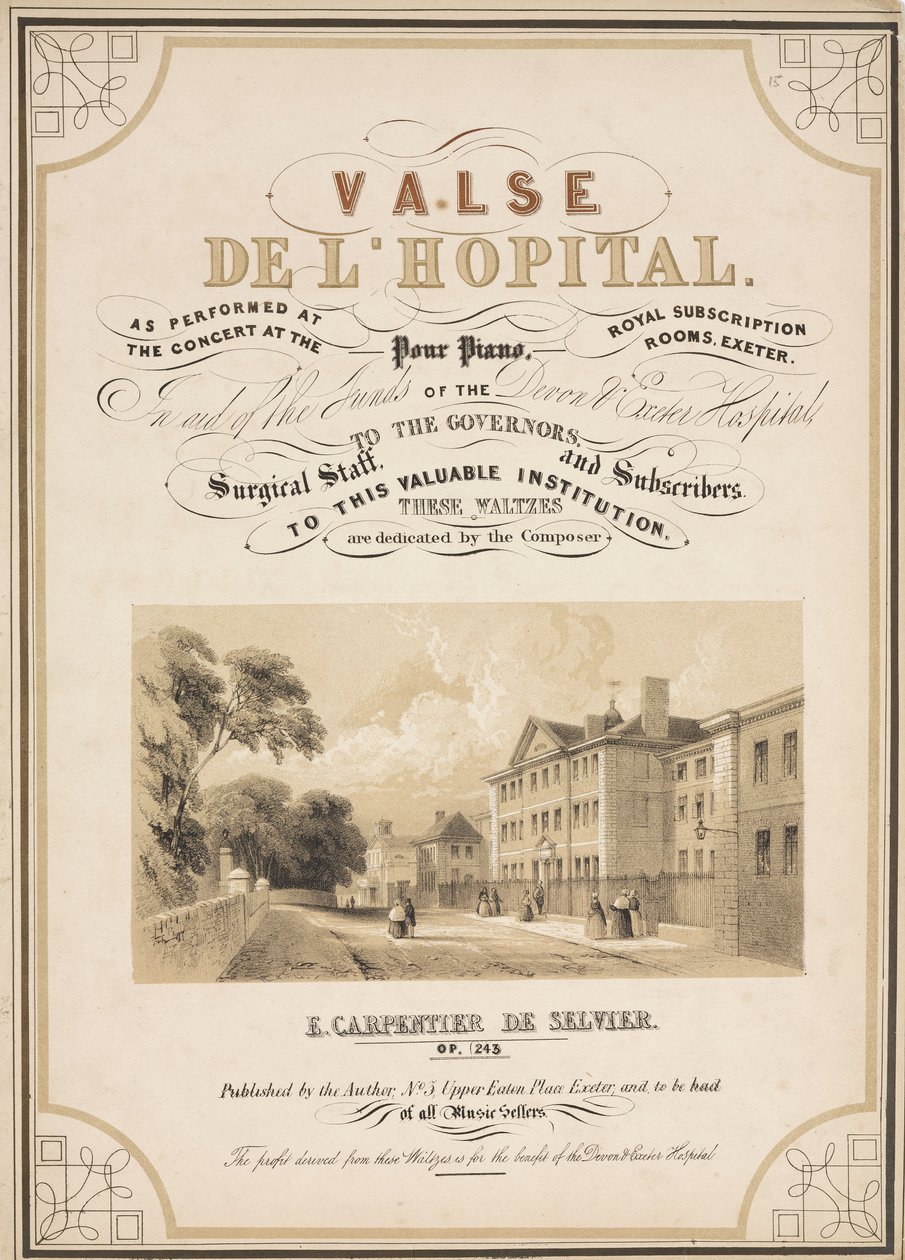 Szpitale Strona tytułowa do nuty na płytę CD dla ïValse de lHopital autorstwa John Pardon