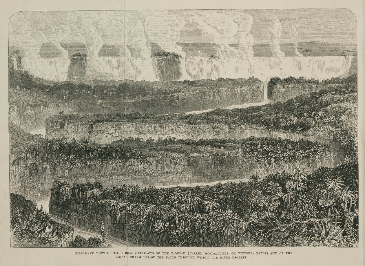 Wodospady Wiktorii, Afryka, ok. 1855 autorstwa John Pardon