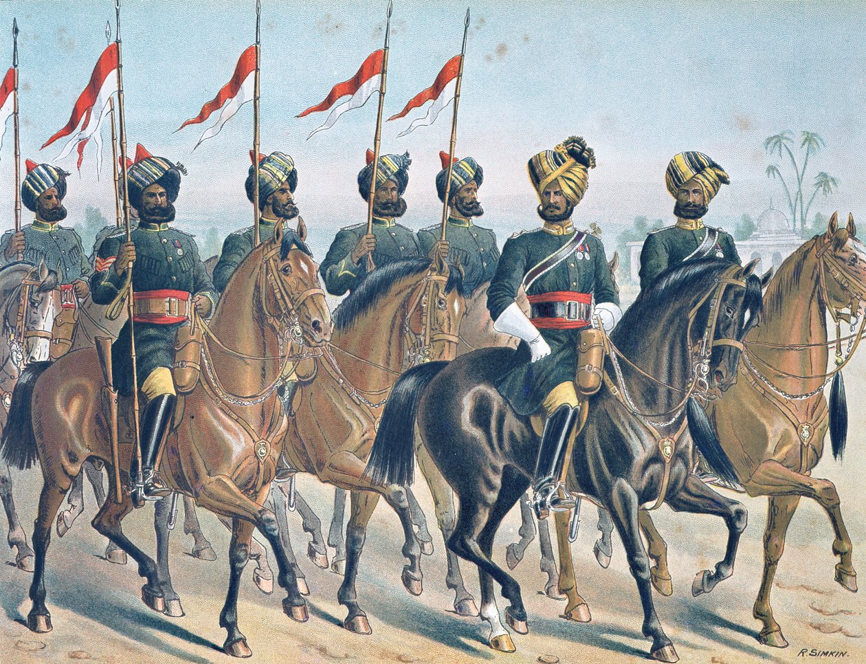 2. Bombay Lancers, zamówienie kontrolne, Anglo-Indian Army of 1880s (kolor lito) autorstwa Richard (after) Simkin