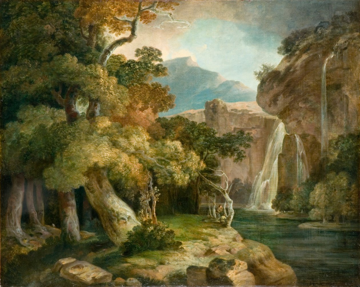 River at Penegoes (öljy kankaalle) kiillotusaine autorstwa Richard (style of) Wilson