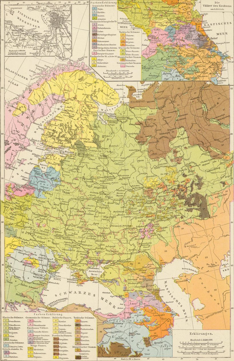 Andree, Richard. Volkerkarte von Russland. 1881 A autorstwa Richard Andree
