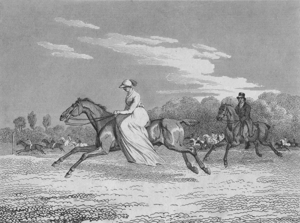 Pani na wyścigach Egham, c1810 autorstwa Richard Barrett Davis