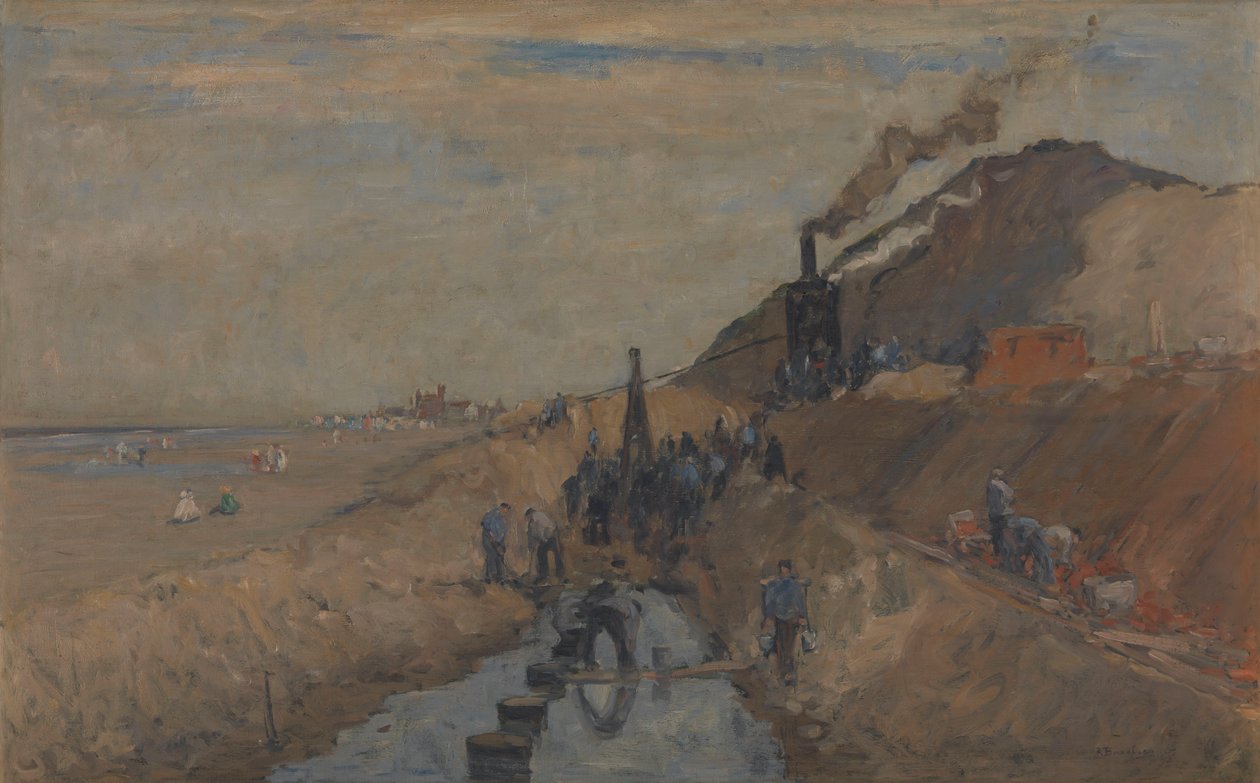 Budowa grobli na plaży w Knokke autorstwa Richard Baseleer