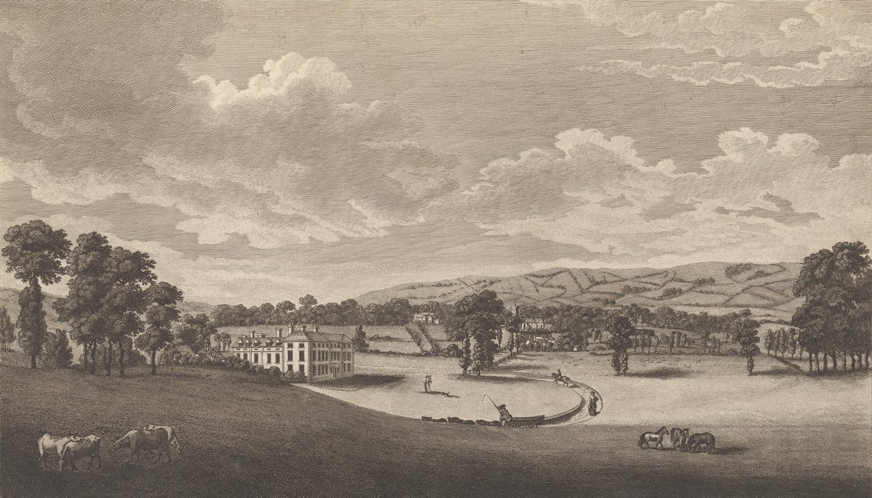 Preston Hall w Aylesford, w hrabstwie Kent, z Edwarda Hasteda, The History and..., 1777-90. autorstwa Richard Bernard Godfrey
