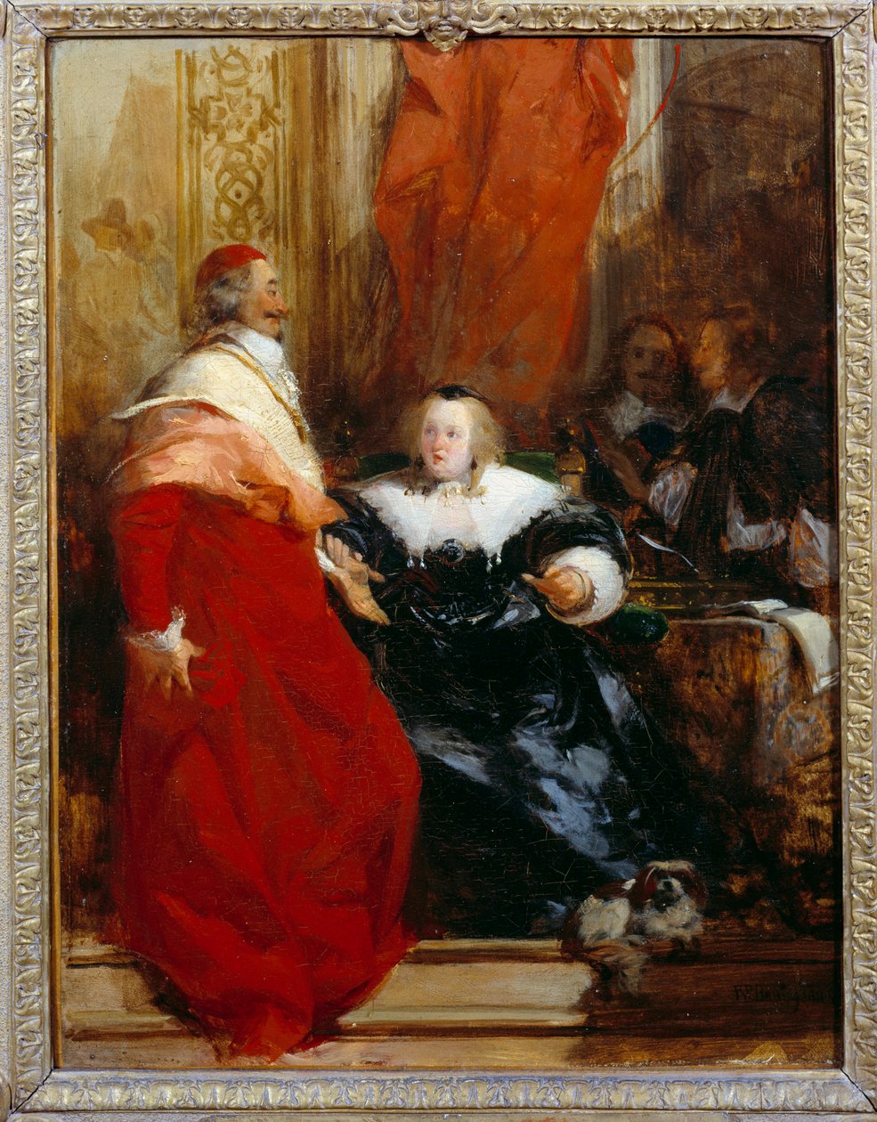 Królowa Francji Anna Austriacka (1601-1666) i kardynał Julius Mazarin (1602-1661) Obraz Richarda Boningtona (1801-1828) 1824 nd. 0,35x0,27 m² autorstwa Richard Bonington
