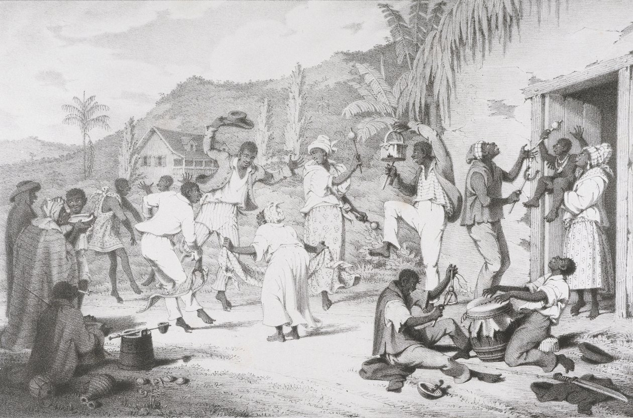 Czarny taniec, z „West India Scenery with Illustrations of Negro Character”, wydrukowany przez R. Jenningsa autorstwa Richard Bridgens