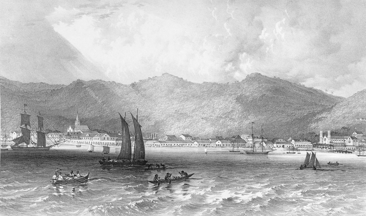 Trynidad, z Zatoki Paria, ilustracja ze „scenografii Indii Zachodnich” autorstwa Richard Bridgens