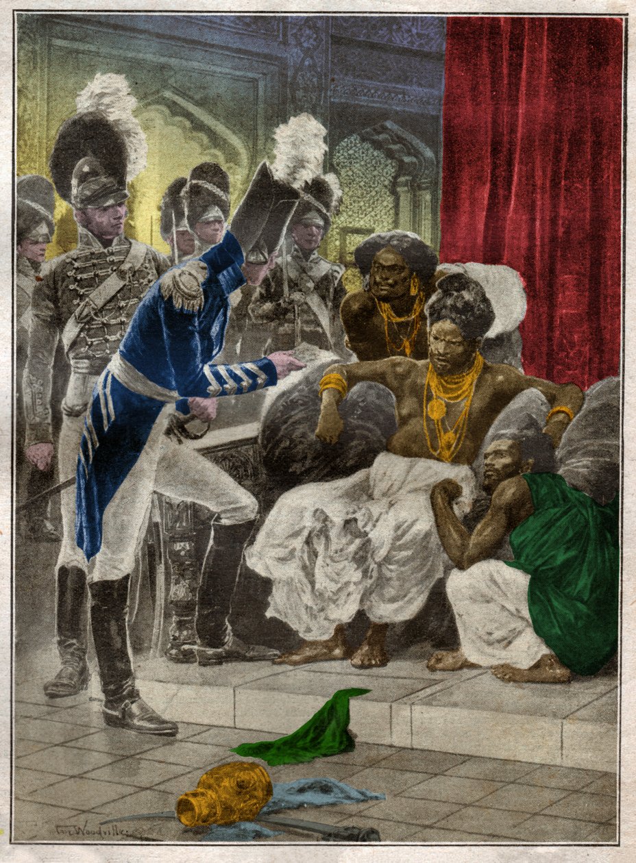 Sri Vikrama Rajasinha, król Kandy (Sri Lanka) zwolniony przez Anglików w 1815. 1924 (ilustracja) autorstwa Richard Caton (after) Woodville
