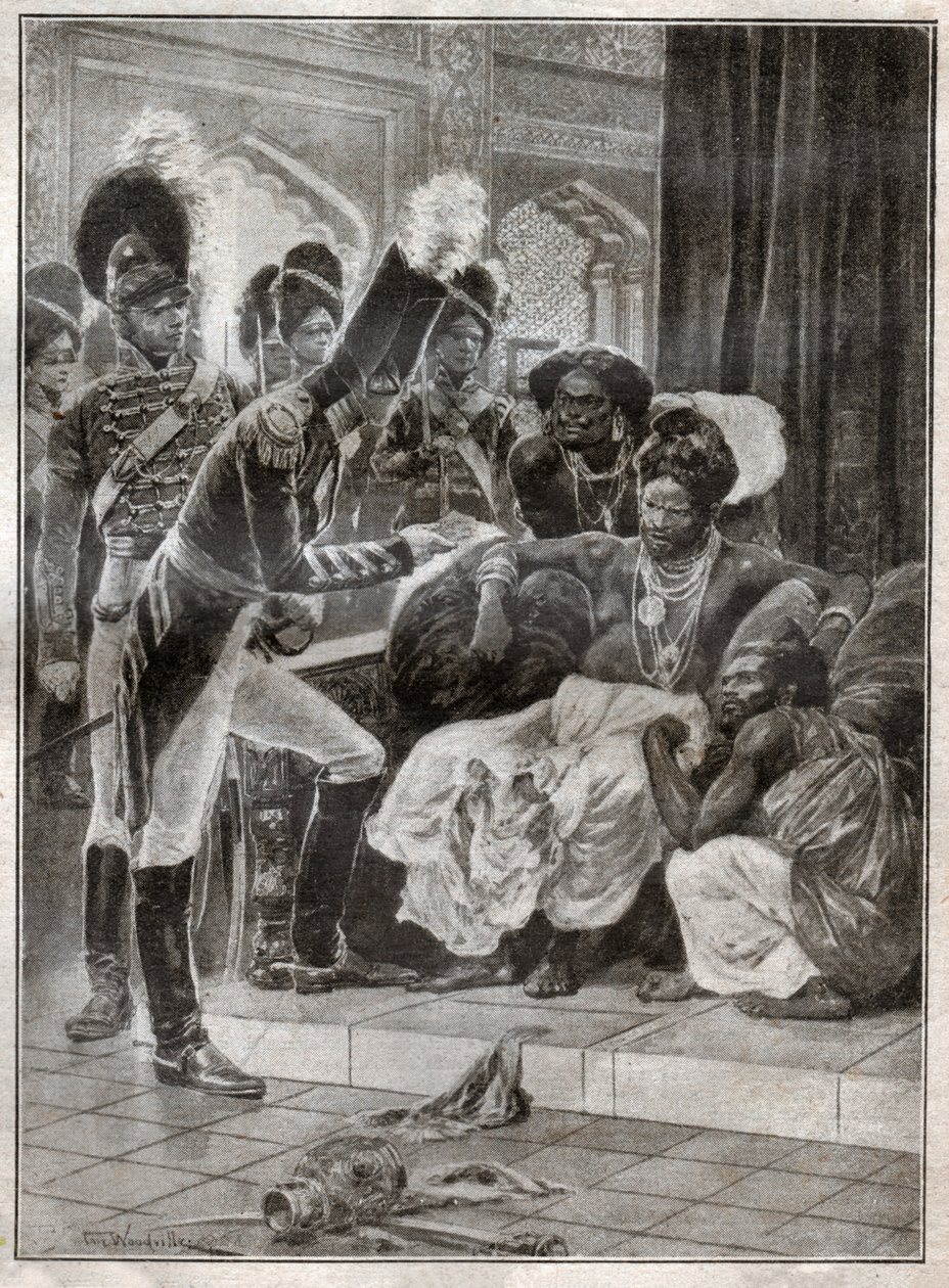 Sri Vikrama Rajasinha, król Kandy (Sri Lanka) zwolniony przez Anglików w 1815. 1924 (ilustracja) autorstwa Richard Caton (after) Woodville