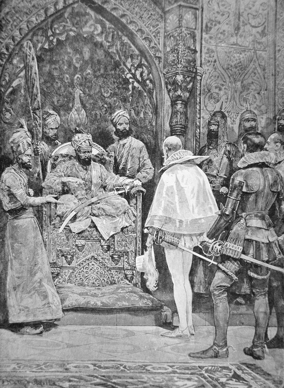 Ambasador Anglii w Indiach w 1615 r. (lito) autorstwa Richard Caton II (after) Woodville