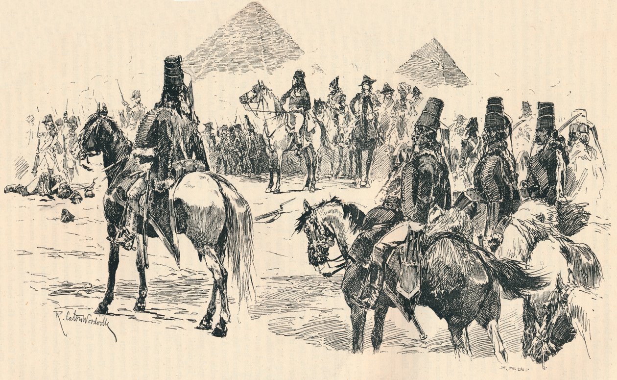Napoleon Buonaparte w bitwie pod piramidami, 1798, 1884 autorstwa Richard Caton II Woodville