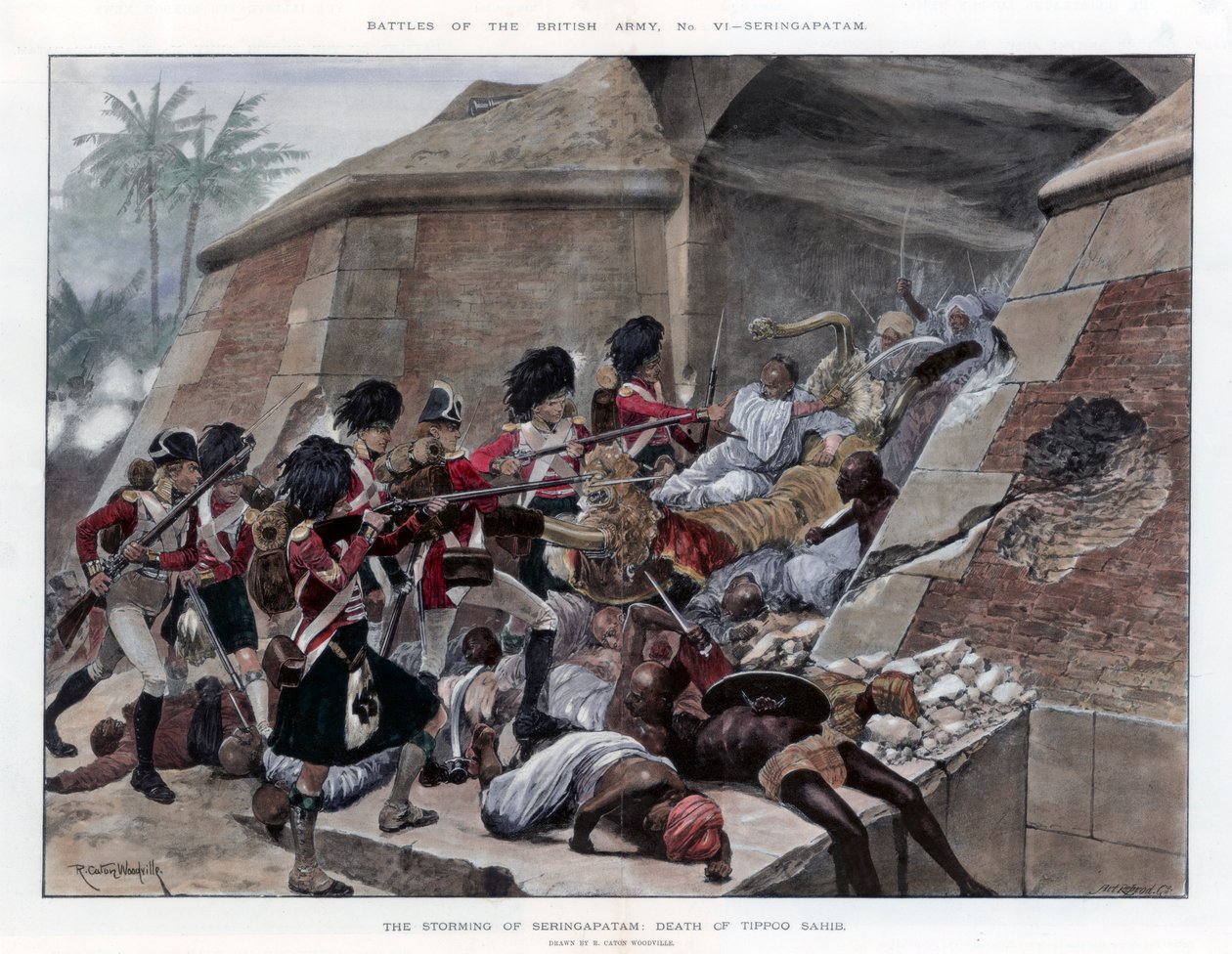 Szturm na Seringapatam, w wyniku którego zginął Tippu Sultan, 1894. autorstwa Richard Caton II Woodville