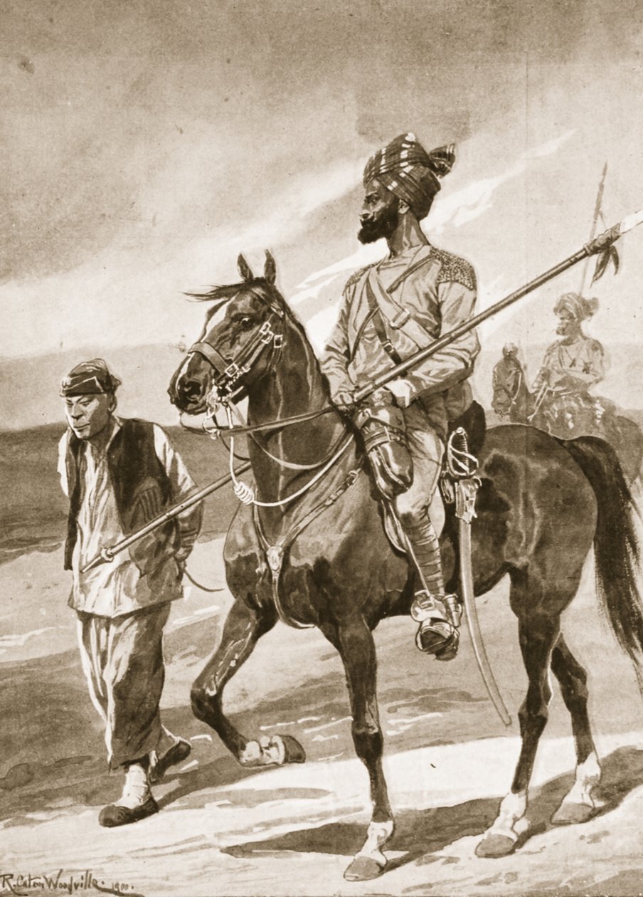 Bengalski lansjer i jego więzień bokser, ilustracja z „Bitwy XIX wieku: tom. VII, The Chinese War of 1900-1901