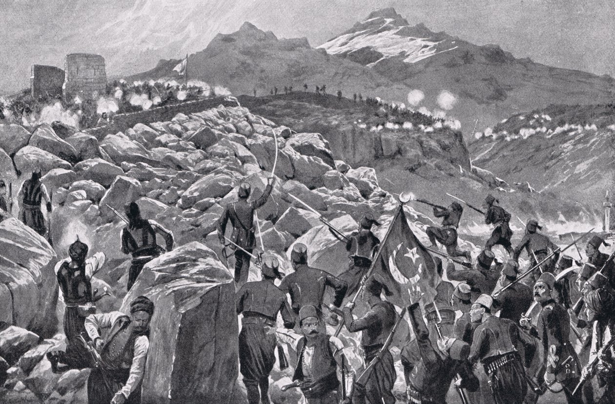 Kreteński bunt przeciwko Turkom, ilustracja z „Historii narodów Hutchinsona” autorstwa Richard Caton Woodville