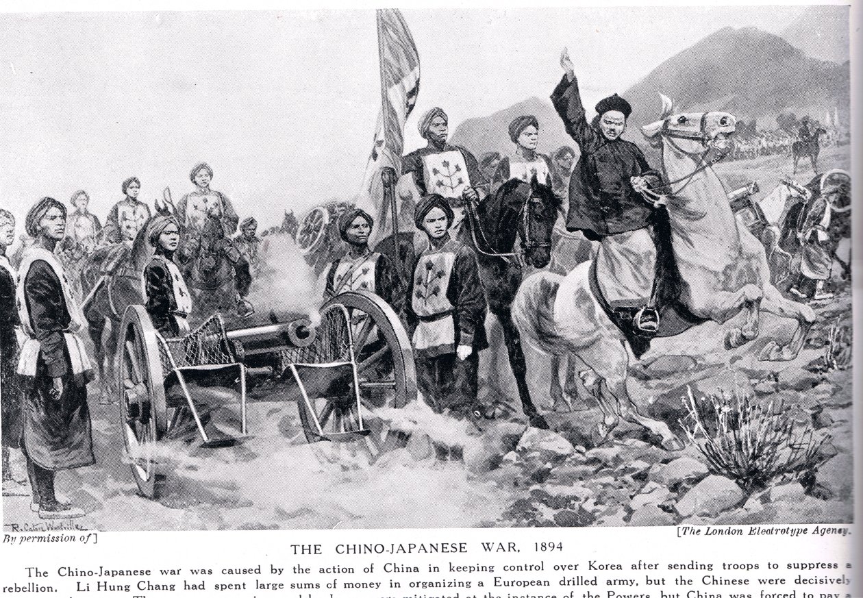 Pierwsza wojna chińsko-japońska, ilustracja z „Hutchinsons History of the Nations”, c.1910 autorstwa Richard Caton Woodville