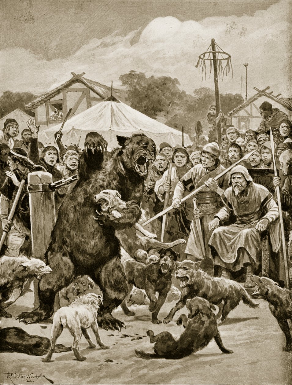 Bear Baiting w Saxon Times, ilustracja z „Hutchinson