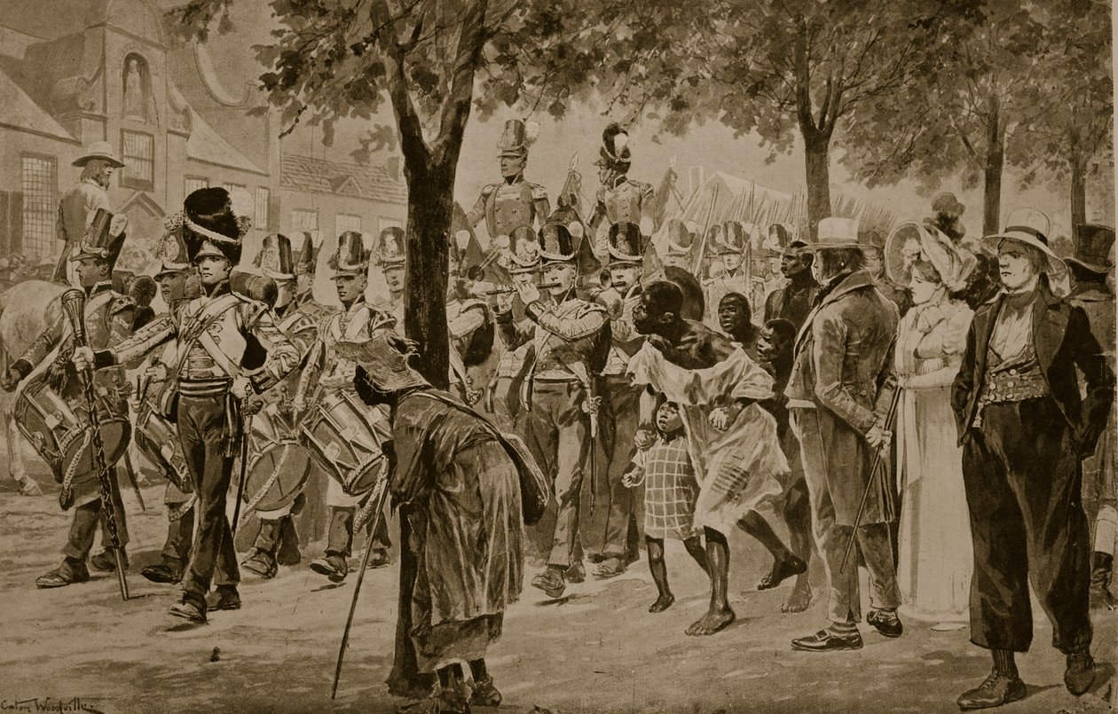 Siły brytyjskie maszerujące do Kapsztadu, 1814, ilustracja z „Hutchinson
