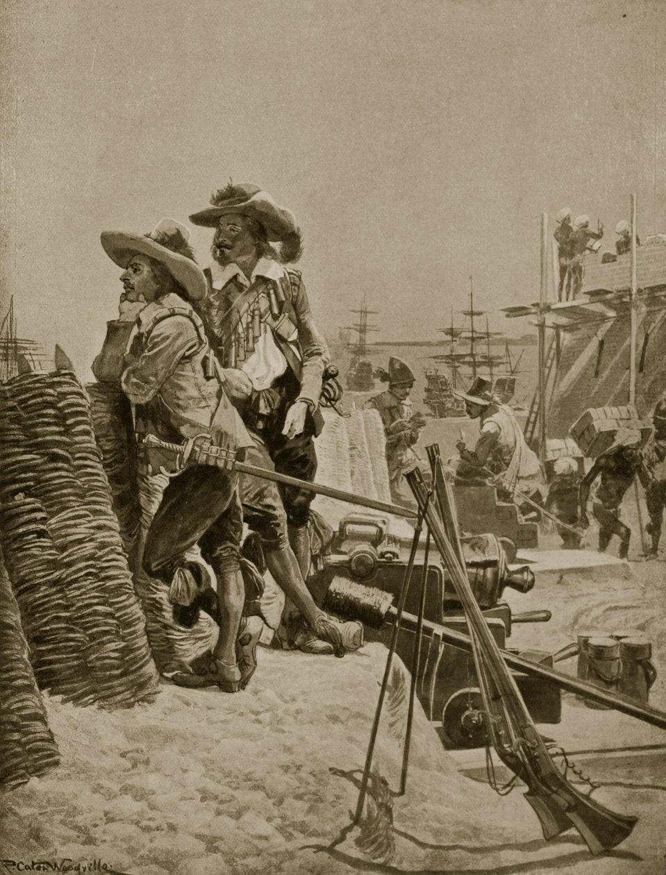 Budowa pierwszego fortu w Madrasie, 1640, ilustracja z „Hutchinson