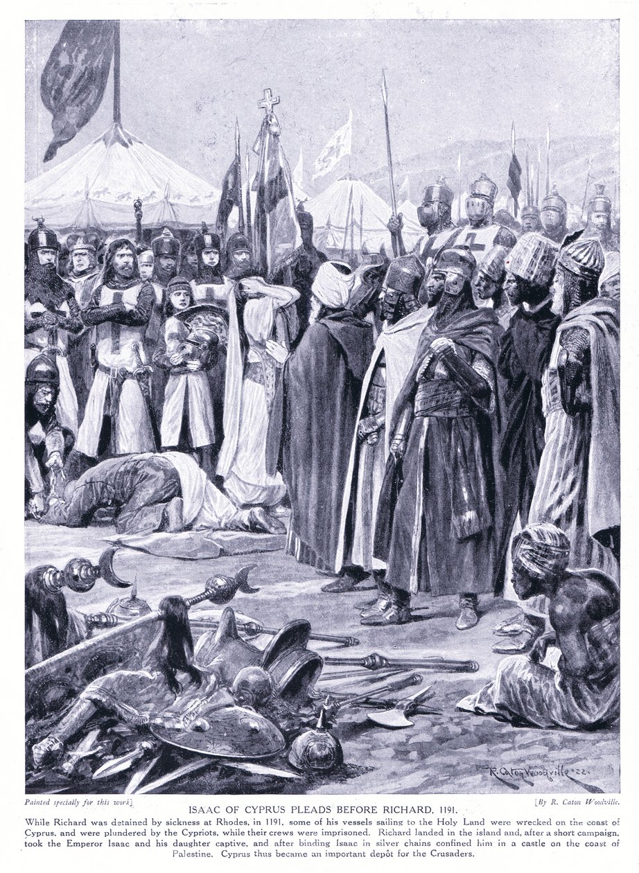 Izaak z Cypru procesuje się przed Ricahrdem I AD1191, lata 20. autorstwa Richard Caton Woodville junior
