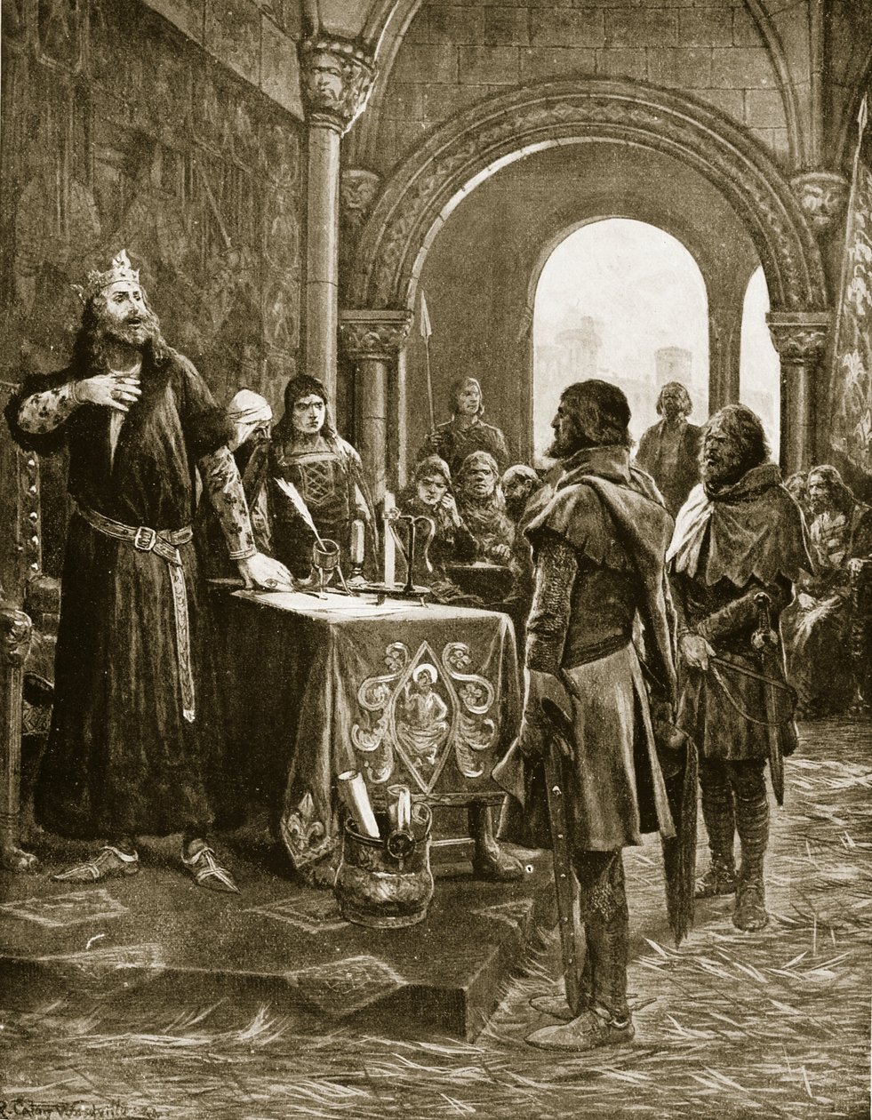 John cieszy się na wieść o śmierci Fitz-Petersa, ilustracja z 