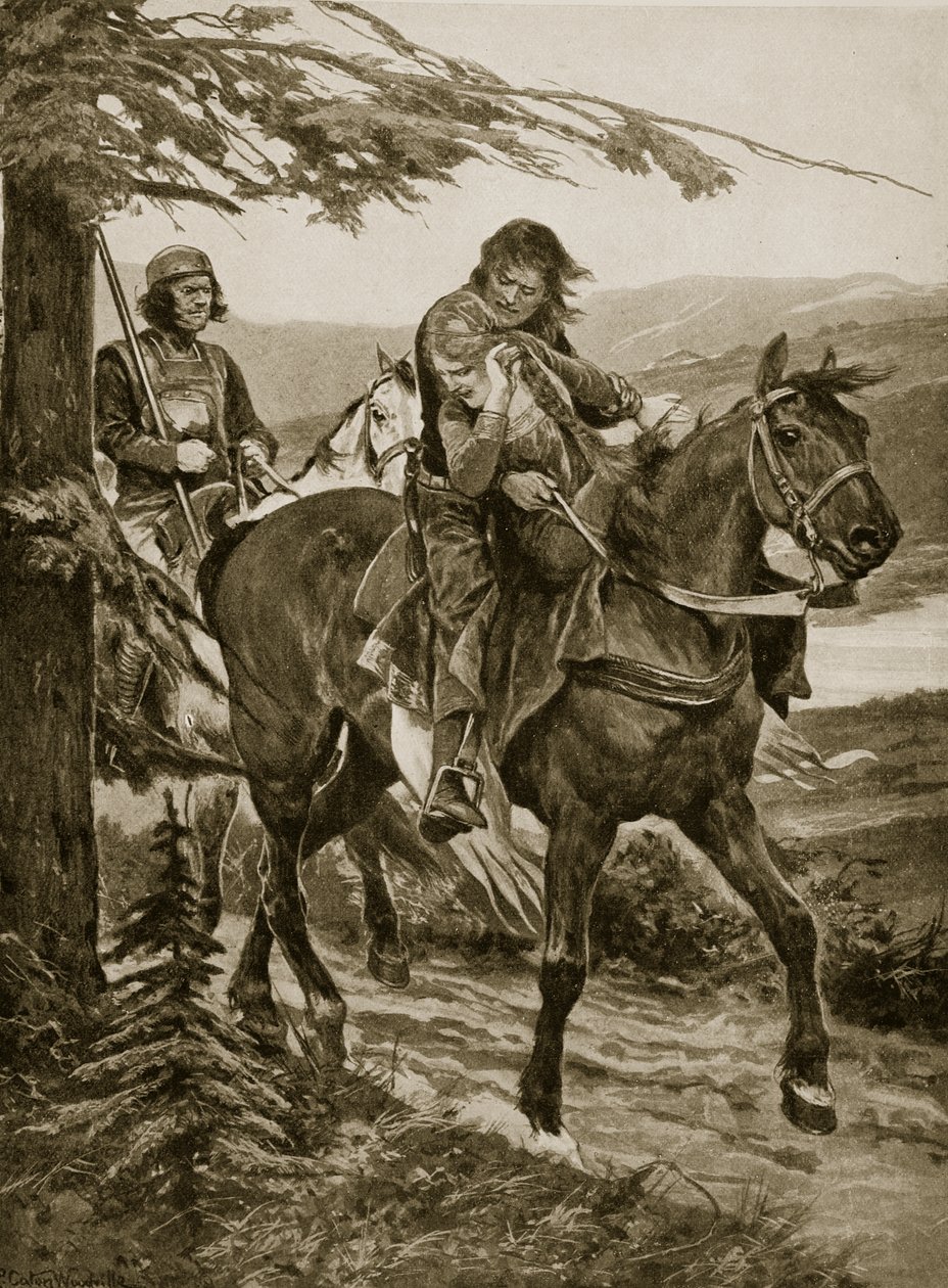 Król Dermot nosi Devorgil, ilustracja z „Hutchinson